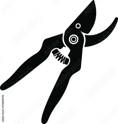 Flat Black Pruning Shears Icon Vector in Minimalist Style