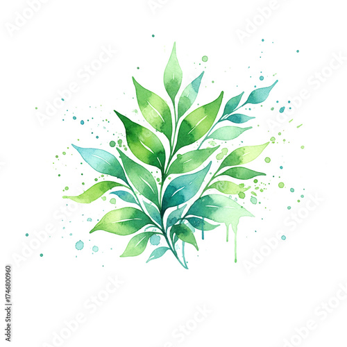 Abstract floral background with fresh green leaves and water drops, a natural spring decoration