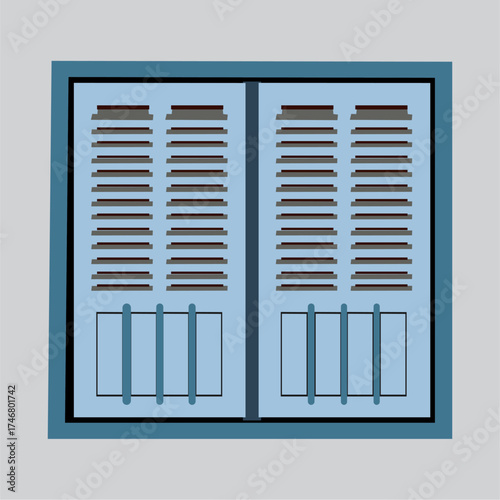Vector image of an ancient house window model. An ancient house located in Central Java, Indonesia.