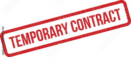 Distressed red rubber stamp vector illustrating a temporary contract agreement, commonly used for short term legal documents or limited period business arrangements