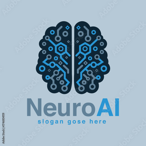 NeuroAI Logo AI Brain Symbol with Neural Network Circuit Pattern