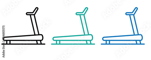 Treadmill icon vector set, outline style treadmill icon set in trendy colorful flat style illustration isolated on white background.