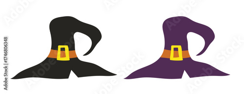 Witch hat. Vector cartoon flat icon isolated on white background.