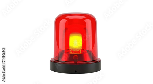 Billede på lærred Isolated red rotating light emits light, often used by emergency services, high