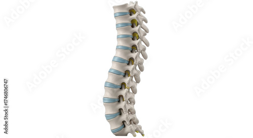 Fotografie Isolated human spine anatomy with intervertebral discs, medical illustration, si