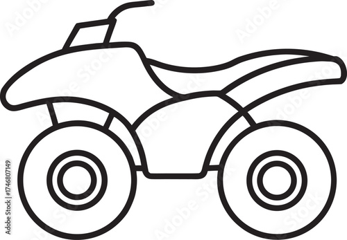 Black and White Line Art Illustration of an All-Terrain Vehicle (ATV