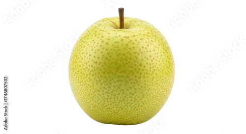 Isolated round Nashi pear, a pome fruit of the Rosaceae family in natural presentation