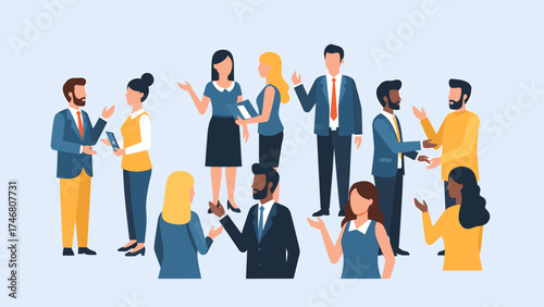 Business Communication: Diverse Professionals Networking and Collaborating in a Group Setting