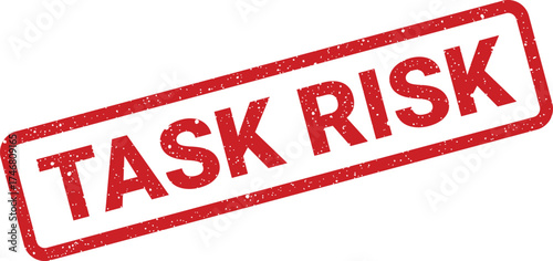 Grunge rubber stamp effect signaling a task risk warning, ideal for project alerts and business workflow documentation