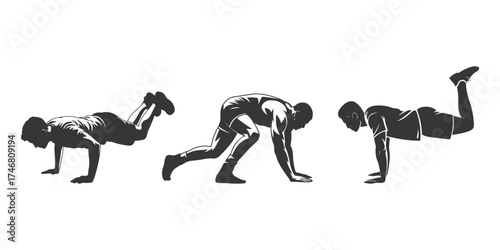 Athlete Starting Positions Silhouette Set – Runner Sprint Training Vector Illustration