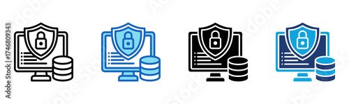 Data Security icon Multi Style Vector Illustration