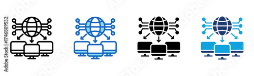 Global Network icon Multi Style Vector Illustration