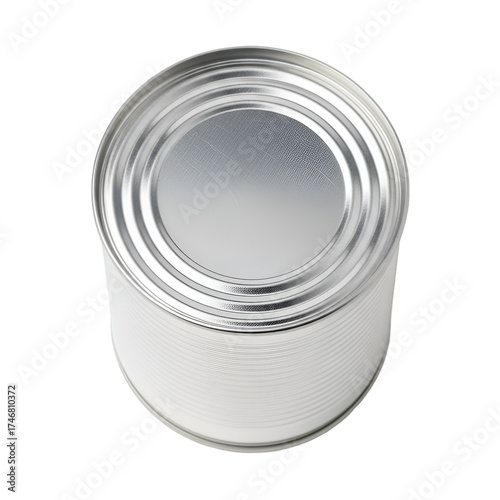 Top View of a Silver Tin Can on Black Background