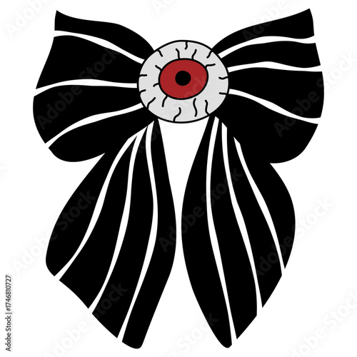 Spooky Halloween Bows Vector, Festive Holiday Ribbons illustration, Cute Spooky Bow With red eye