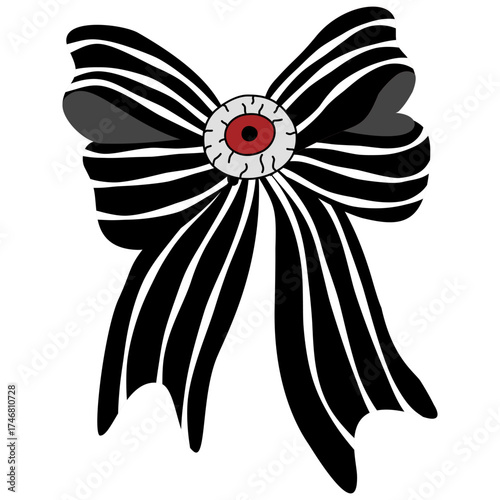 Spooky Halloween Bows Vector, Festive Holiday Ribbons illustration, Cute Spooky Bow With red eye