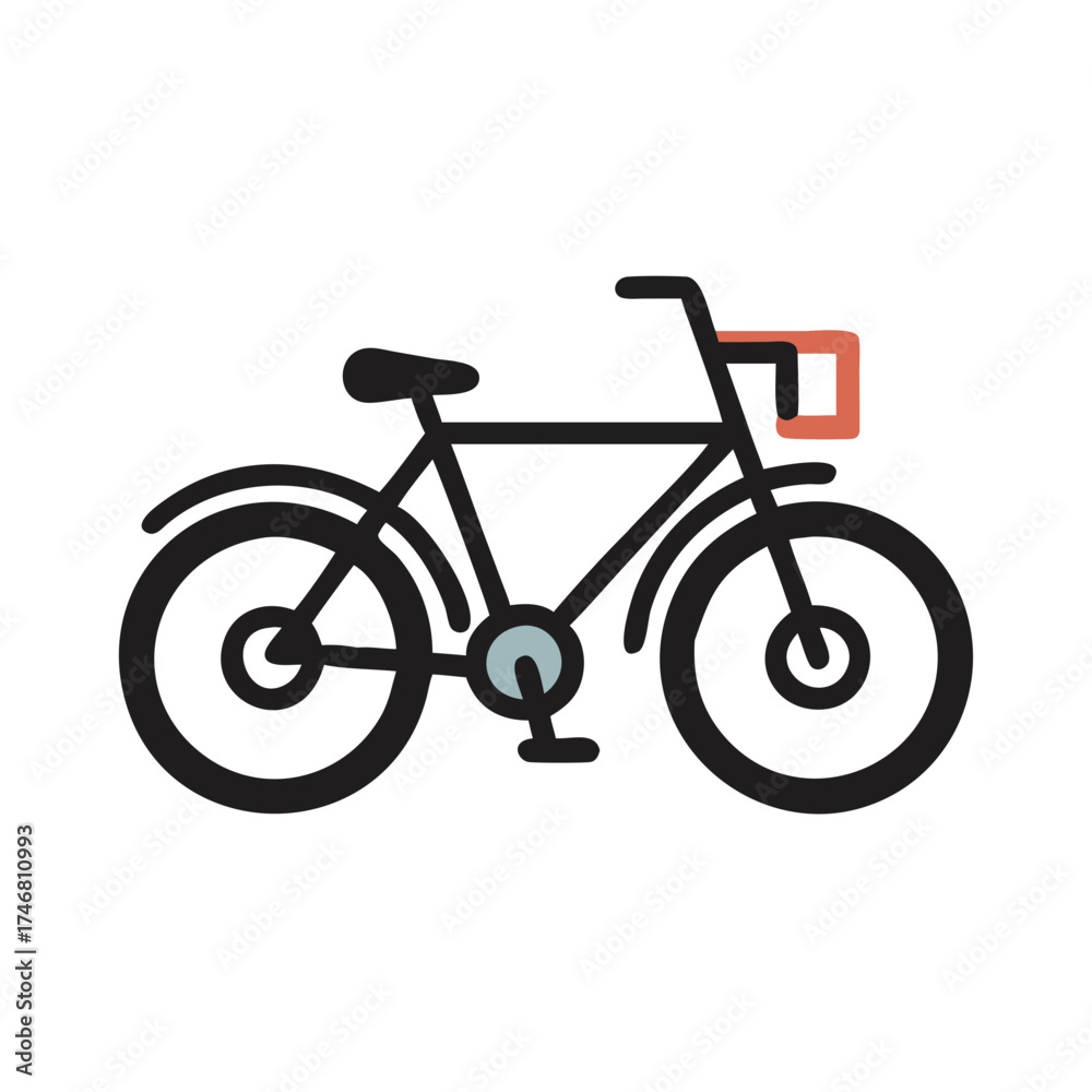 Obraz premium Vector art of a simple, stylized illustration of a bicycle with a basket on the handlebars