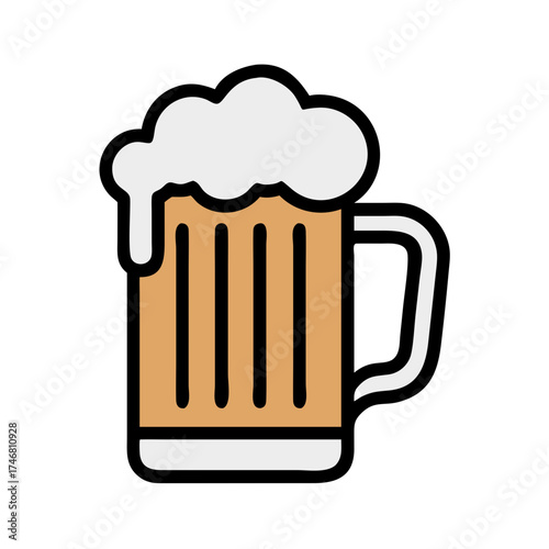Vector art of a stylized illustration of a mug of beer with a frothy head
