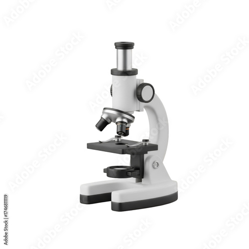 White Compound Microscope on Black Background