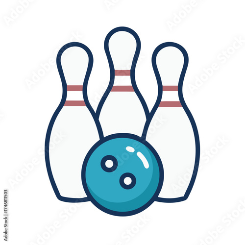 Vector art of bowling pins and ball icon