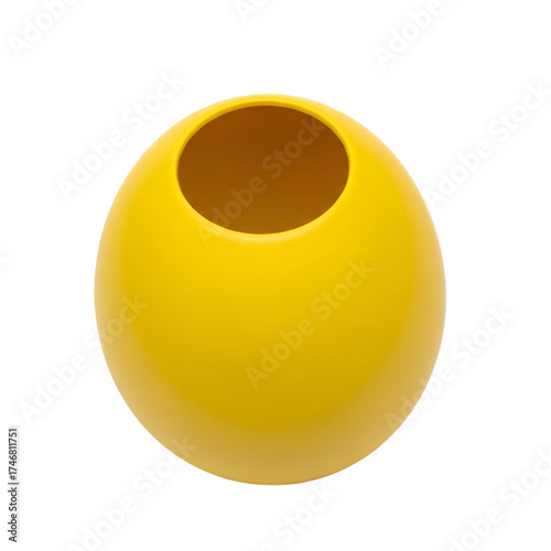 Yellow Egg-Shaped Vase on Black Background