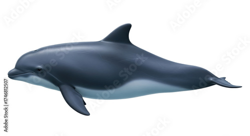 Isolated harbor porpoise illustration swimming in the sea, marine mammal wildlife image