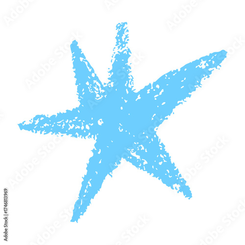 Blue hand drawn star vector illustration with charcoal texture. Grunge style burst on transparent background. Great for stickers, clip art, and creative graphic design