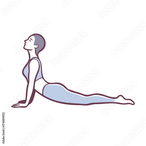 Vector art of woman in yoga cobra pose