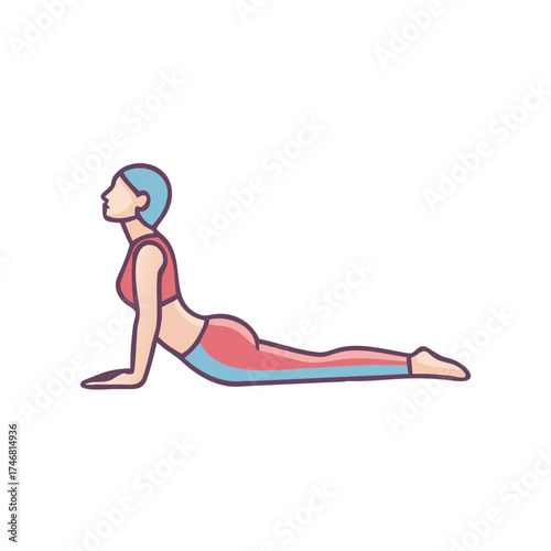 Vector art of woman in yoga cobra pose