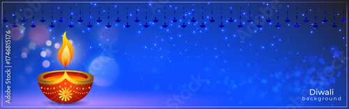 Vector illustration of Diwali background with diya social media template