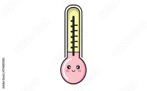 Adorable cartoon thermometer with a sweet smile, perfect for health awareness campaigns and educational materials about staying healthy and monitoring fever