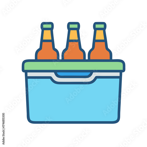 Vector art of cooler with three bottles