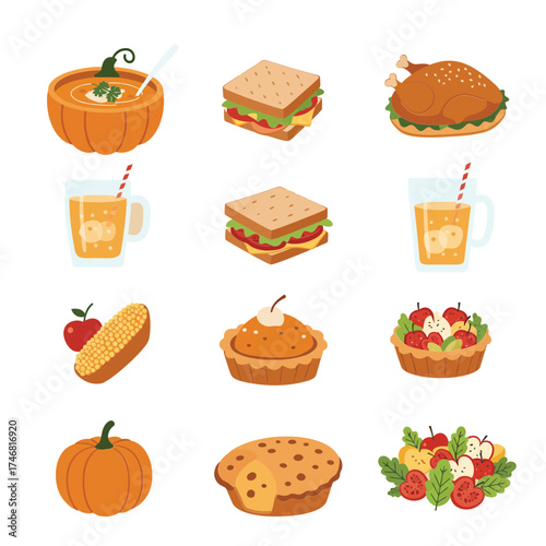 set of thanksgiving day icons