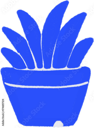 Blue Flower Pot Illustration – Minimalist Plant Art
