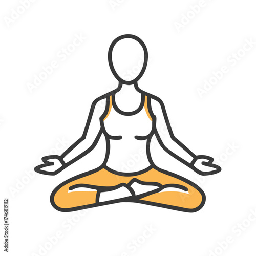 Vector art of simple line art illustration of a person meditating in a lotus position