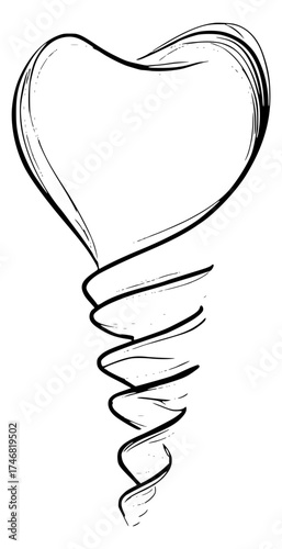 Tooth implant line art (heart-shaped tooth)