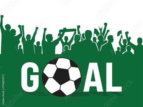 icon of a goal ball in a football match with a green stadium field grass background