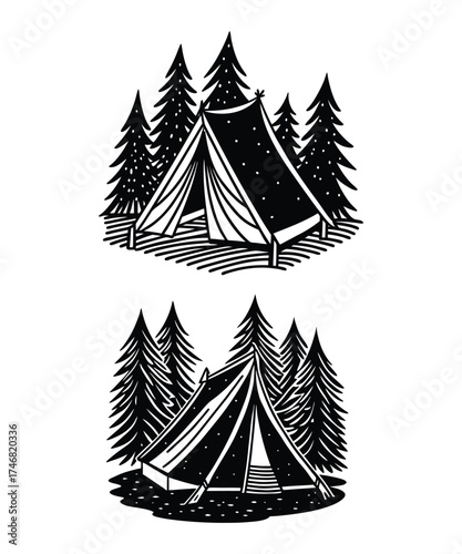 Camping Tent in Forest