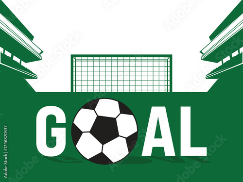 icon of a goal ball in a football match with a green stadium field grass background