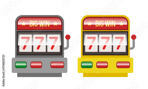 Slot machine cartoon icons. Vector 3d illustration isolated on white background.