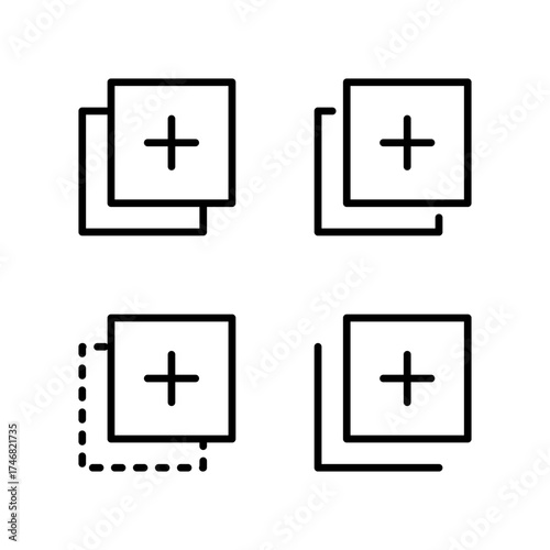 Add icon vector. Plus icon. Add file, copy icon vector.