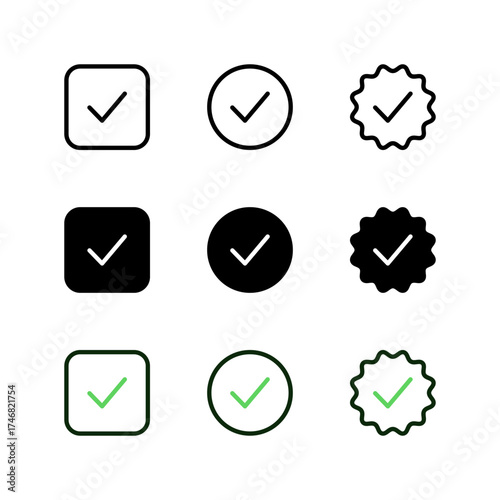 Checkmark icon vector. Check icon. Yes icon. Complete, Correct, Yes, Tic icon. Icon vector.