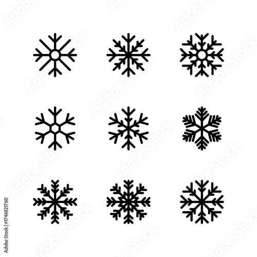 Snowflake icon vector. Snowfall icon. Winter symbol. 