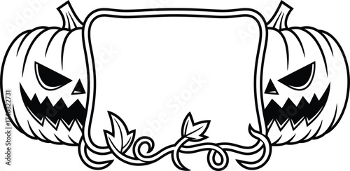 Vector art of halloween frame with pumpkins.