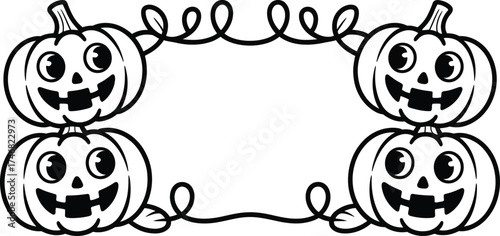 Vector art of halloween frame with pumpkins.