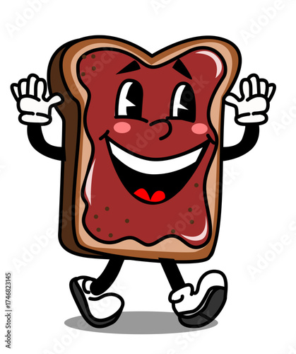Illustration of a happy toast with jam