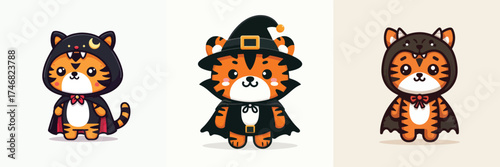 vector tiger in cute halloween costume