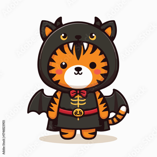 vector tiger in cute halloween costume