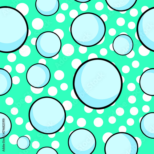 Cute cartoon christmas holiday seamless pattern with bubbles on a bright background for festive designs
