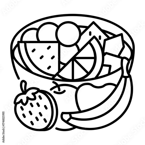 This Fruit Salad icon is suitable for Vegan Food, etc.