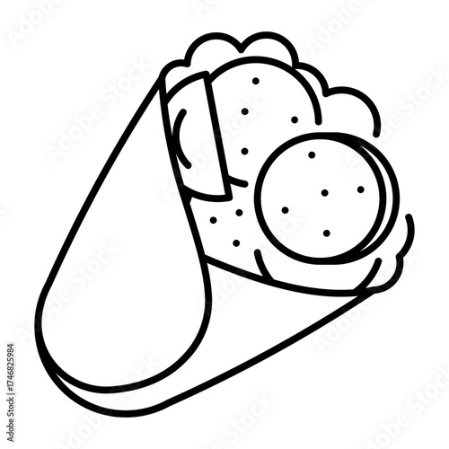 This Falafel Wrap icon is suitable for Vegan Food, etc.